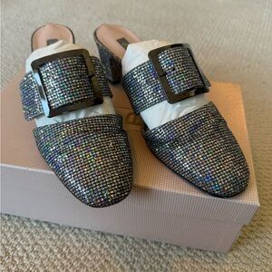 SJP by Sarah Jessica Parker Black Crystal Buckle Mules